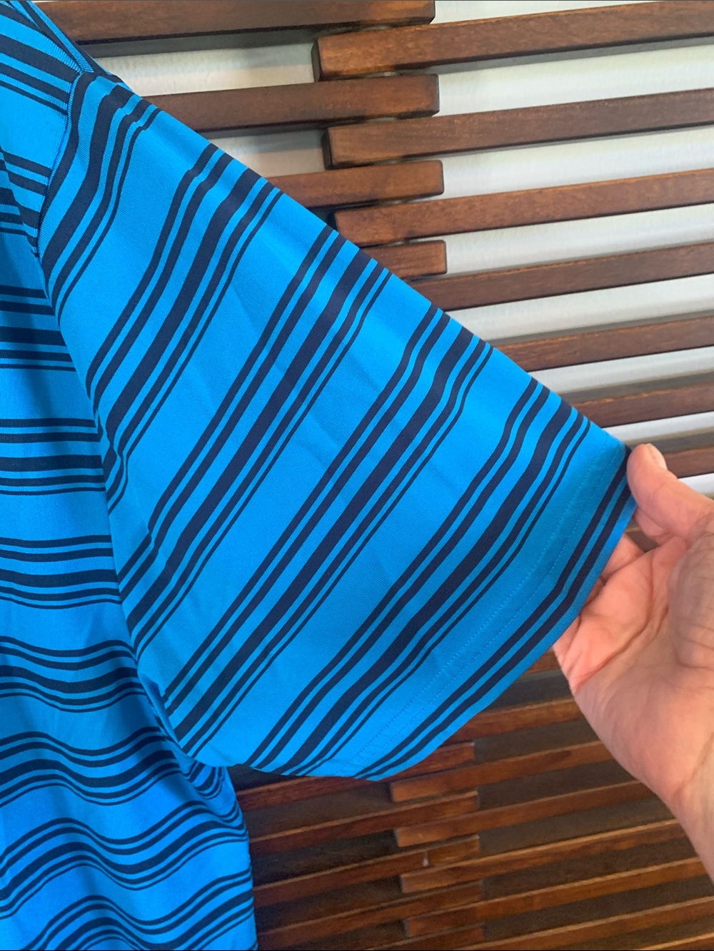 Under Armour Men's Bright Blue Striped Polo with Black Accents - Picture 4 of 8